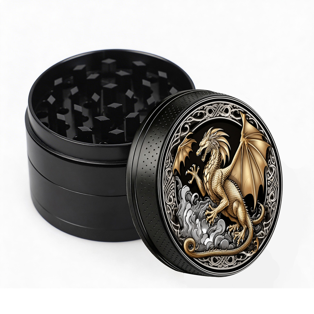 TEMU 1pc 2in Spice Grinder, Manual Grinder With Mythical Dragon Design, Durable Kitchen Hand Mill, Ideal For Home, Party, Camping, Gift For Men And