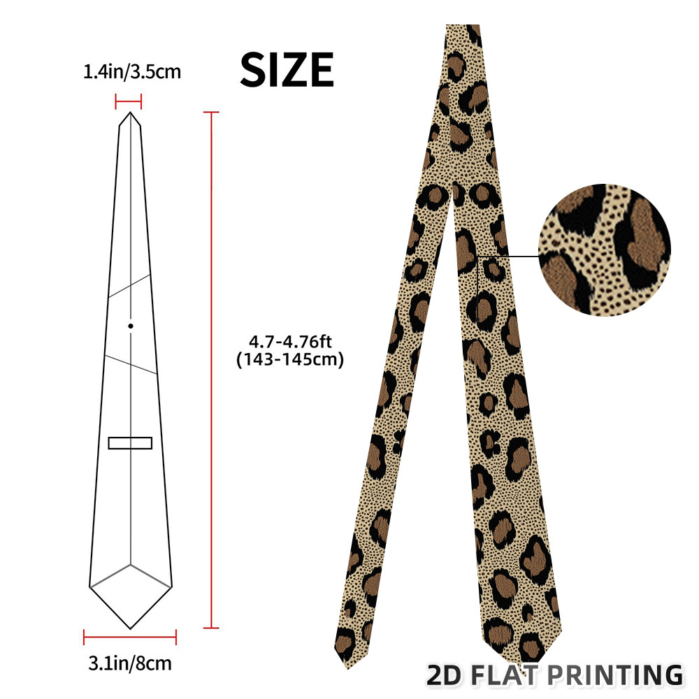 TEMU 1pc Leopard Print Neck Tie - Tan Background With Suitable For Events, Evening & Seasonal | Dense 1200-needle Fabric | Shirt & Suit Accessory For