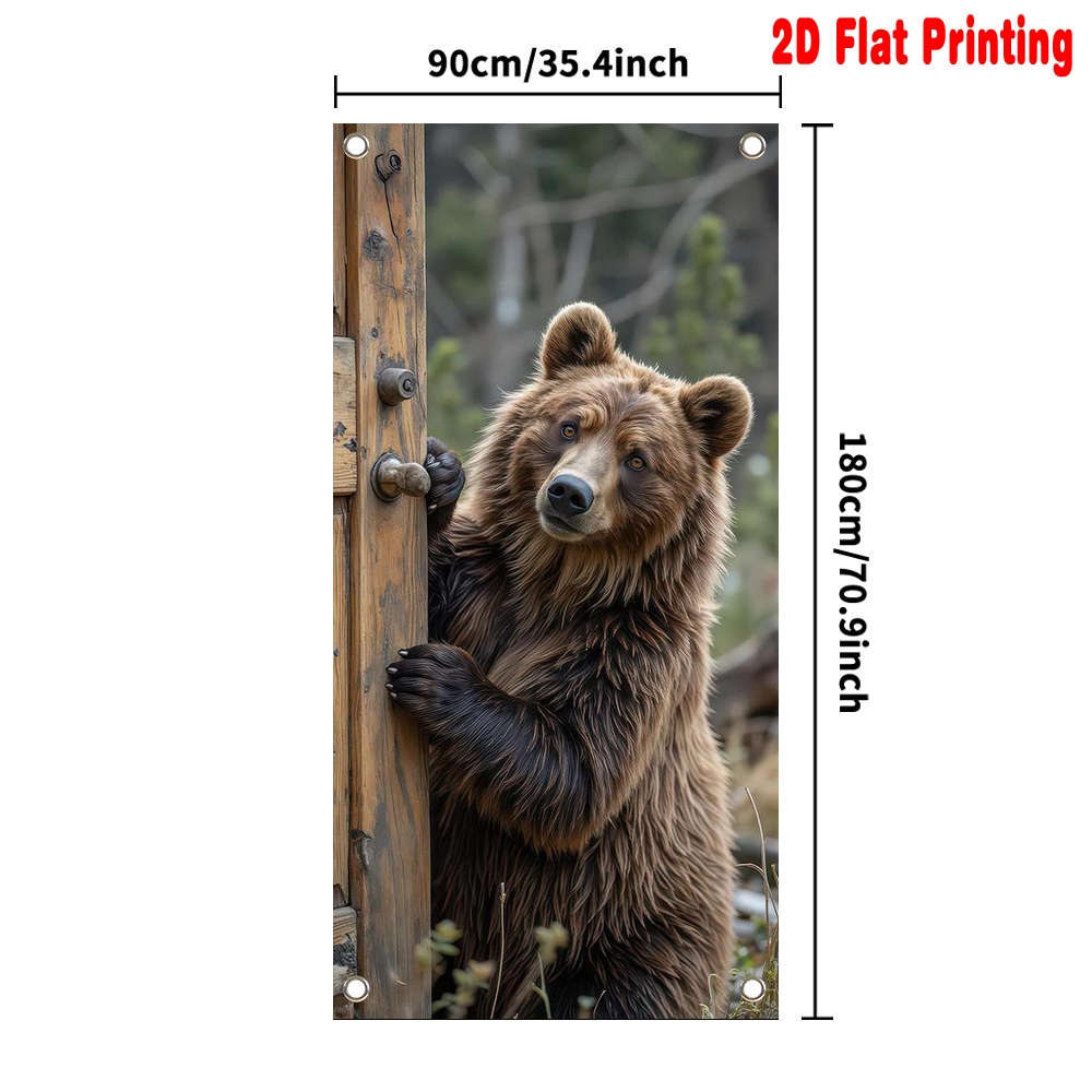 TEMU 2d Flat, 2d Flat - 2d Door Banner 2d Flat, 2d Flat - 2d Door Banner 1pc 2d Flat Printing Door Banner Bear At Door Polyester Ideal For Indoor