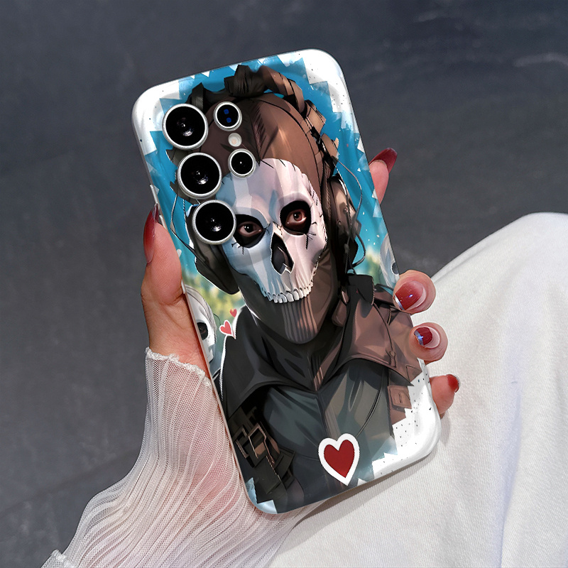phone case 1pc curly wavy border phone case phone     warrior headphone wearing background broken effect red heart  