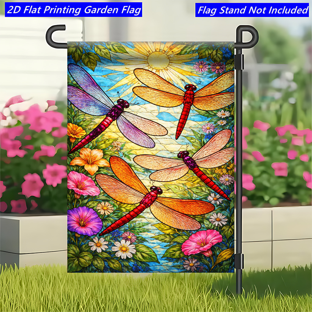TEMU Plat 2D, 1 pièce Drapeau Plat 2D, et Fleurs, Motif Floral Drapeau de Jardin Printemps et Été, Convient , , les Célébrations de Fêtes, Créant une