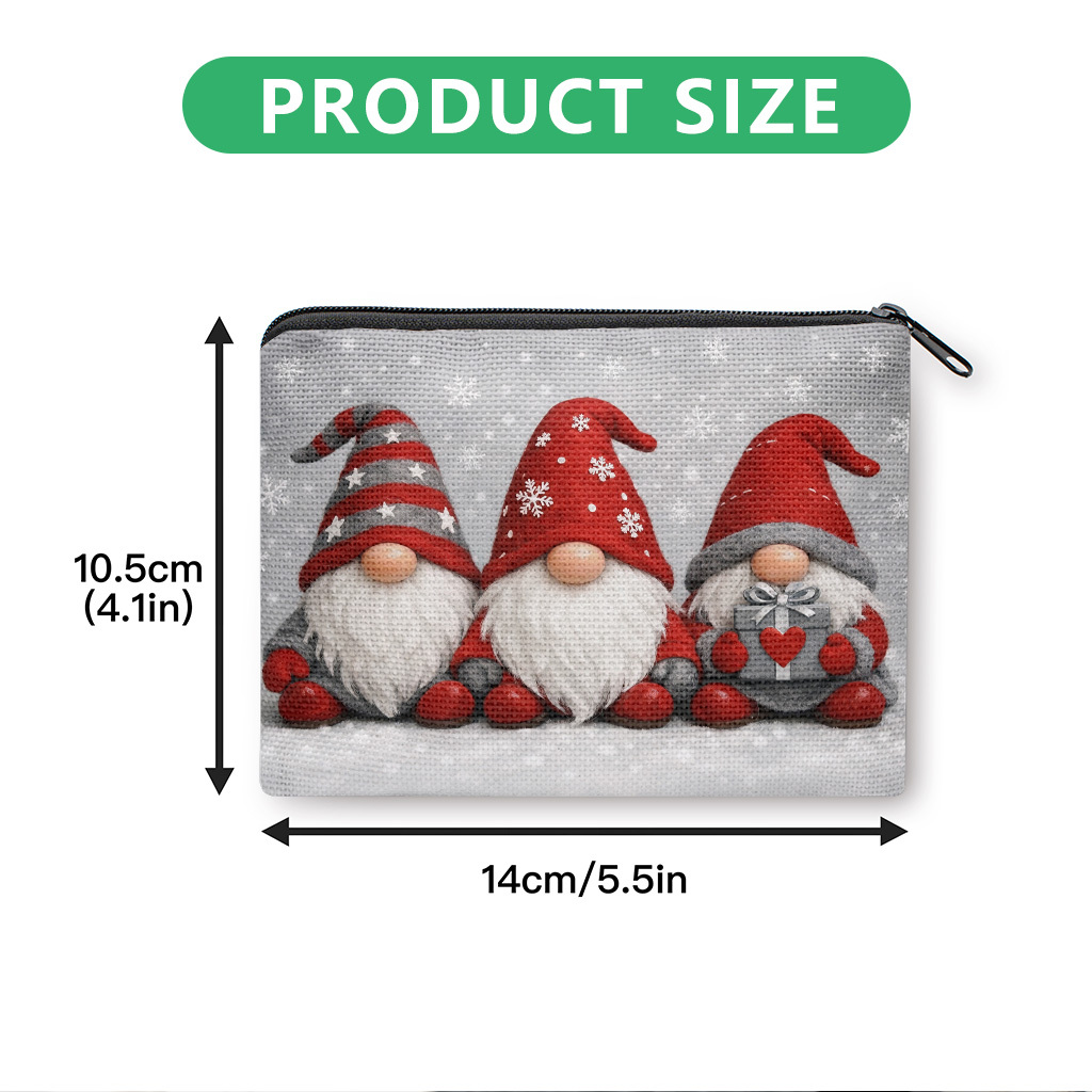 TEMU Coin Purse, Felt Santa Winter Decor Print Coin Purse, Zipper Pouch, Clutch Bag, Versatile Makeup Bag, Earphone And Lipstick Organizer, Durable,