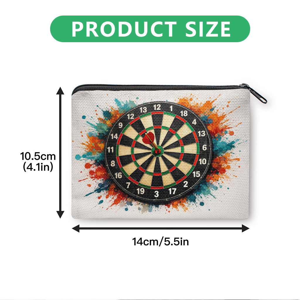 TEMU Coin Purse, Dartboard Hit Print Coin Purse, Zipper Pouch, Clutch Bag, Versatile Makeup Bag, Earphone And Lipstick Organizer, Durable, Washable,