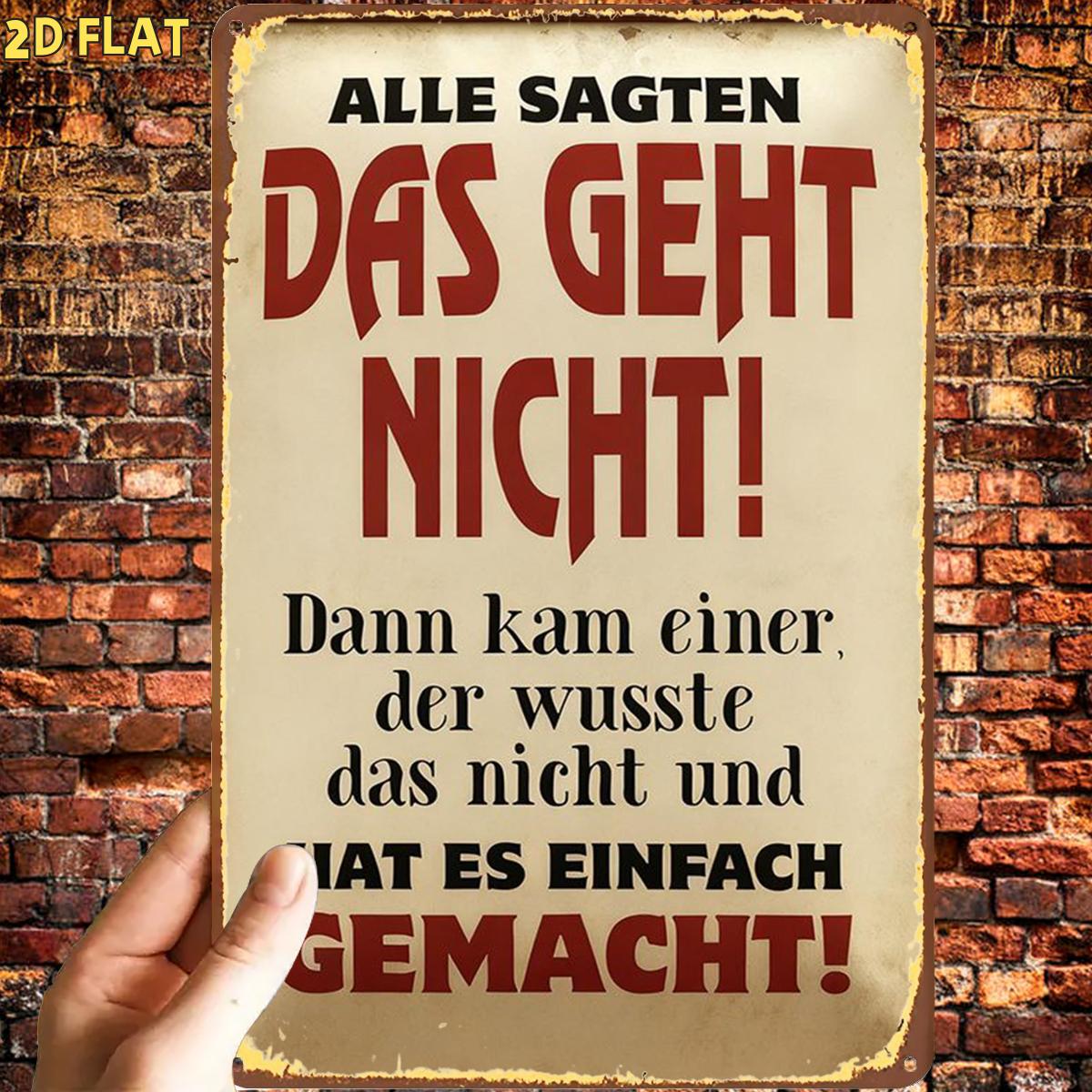 Image of 2d Flat, 2d Flat,1pc, Funny Rustic German Motivational Signmetal Iron Sign, Pre-drilled Holes, Suitable For Indoor, Garden,outdoor, Home, Office, Toilet Decoration, 2d Flat