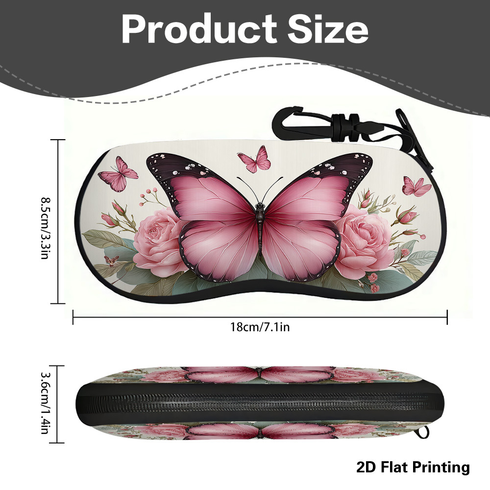 TEMU 1pc Modern Spring Glasses Case Suitable For Travel & Office, Zipper Closure & Hook Closure Reusable Portable Eyewear Holder, Secure Storage For