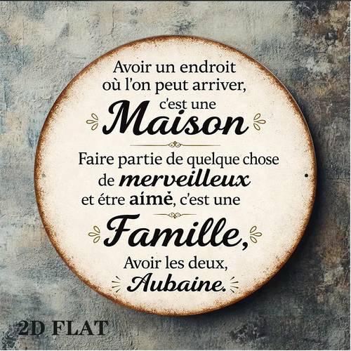 2d flat 1pc 8x8 inch 20x20cm 2d flat round sign maison famille vintage plaque family happy life decoration long tail keyword suitable for living room decor kitchen decor bedroom decor or as a gift french 2d flat