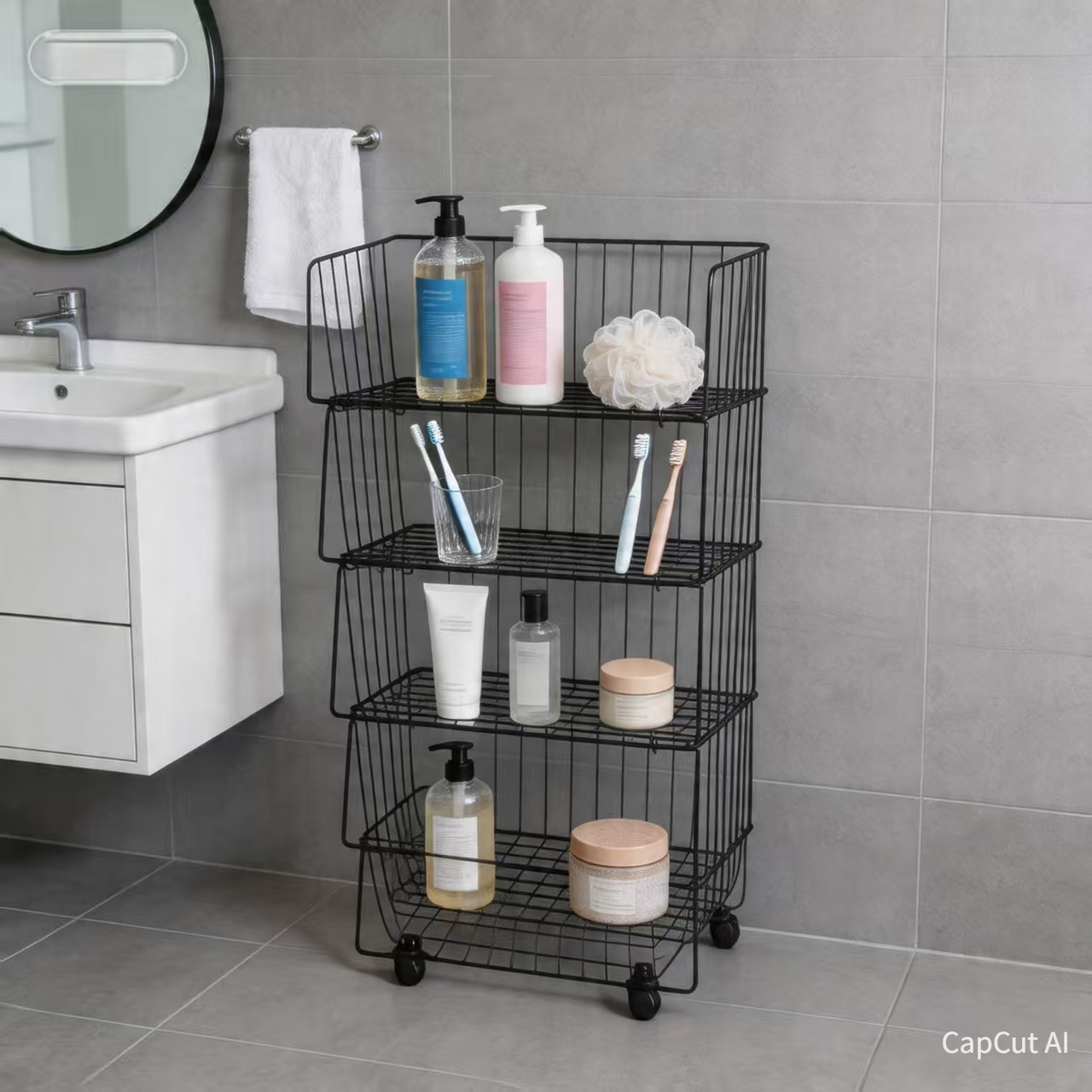 kitchen shelf floor multi layer trolley basket vegetable basket storage artifact bathroom storage crevice mobile countertop large capacity layered storage thickened steel suitable for kitchen bathroom laundry room utility room standing shelf Product details 9