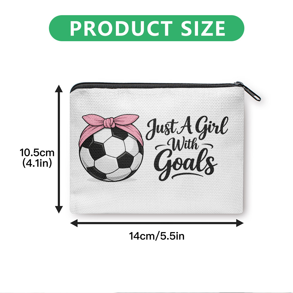 TEMU Coin Purse, Title With Soccer Inspiration Print Coin Purse, Zipper Pouch, Clutch Bag, Versatile Makeup Bag, Earphone And Lipstick Organizer,