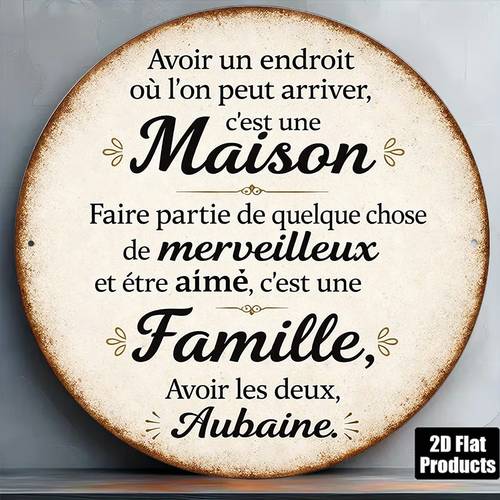 item picture 2d flat 1pc 8x8 inch 20x20cm 2d flat round sign maison famille vintage plaque family happy life decoration long tail keyword suitable for living room decor kitchen decor bedroom decor or as a gift french 2d flat