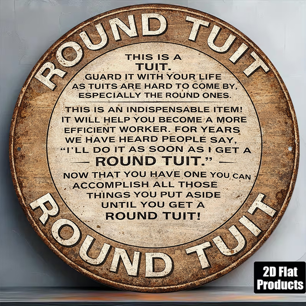 TEMU 2d Flat, 1pc 8x8in/20x20cm 2d Flat Round Sign, "" Vintage Plaque, "the Gift Of " Decorative Sign, Suitable For Home Office, Study, Bar Decor Or