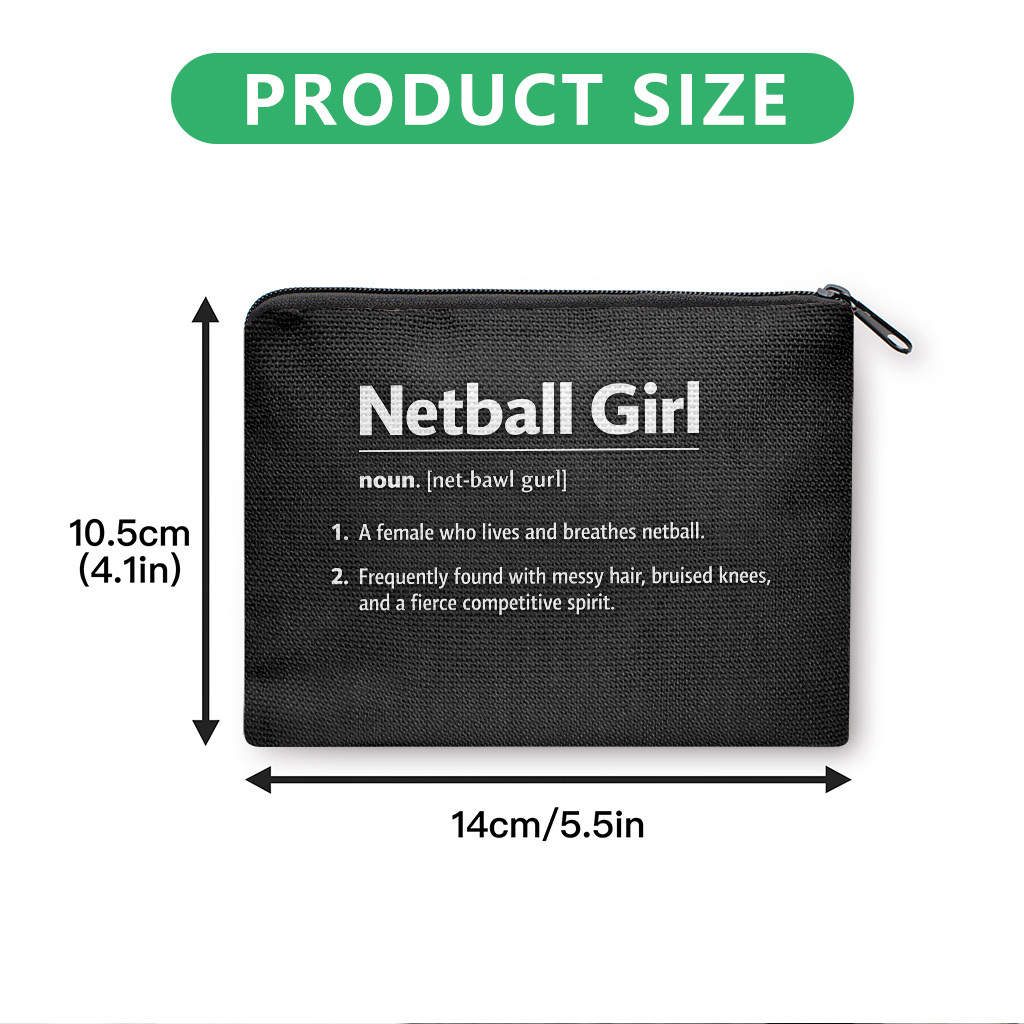 TEMU Netball Print Coin Purse Suitable For And, Zipper Pouch Clutch Bag With Netball, Machine Washable Washable Fabric Organizer For Lipstick,