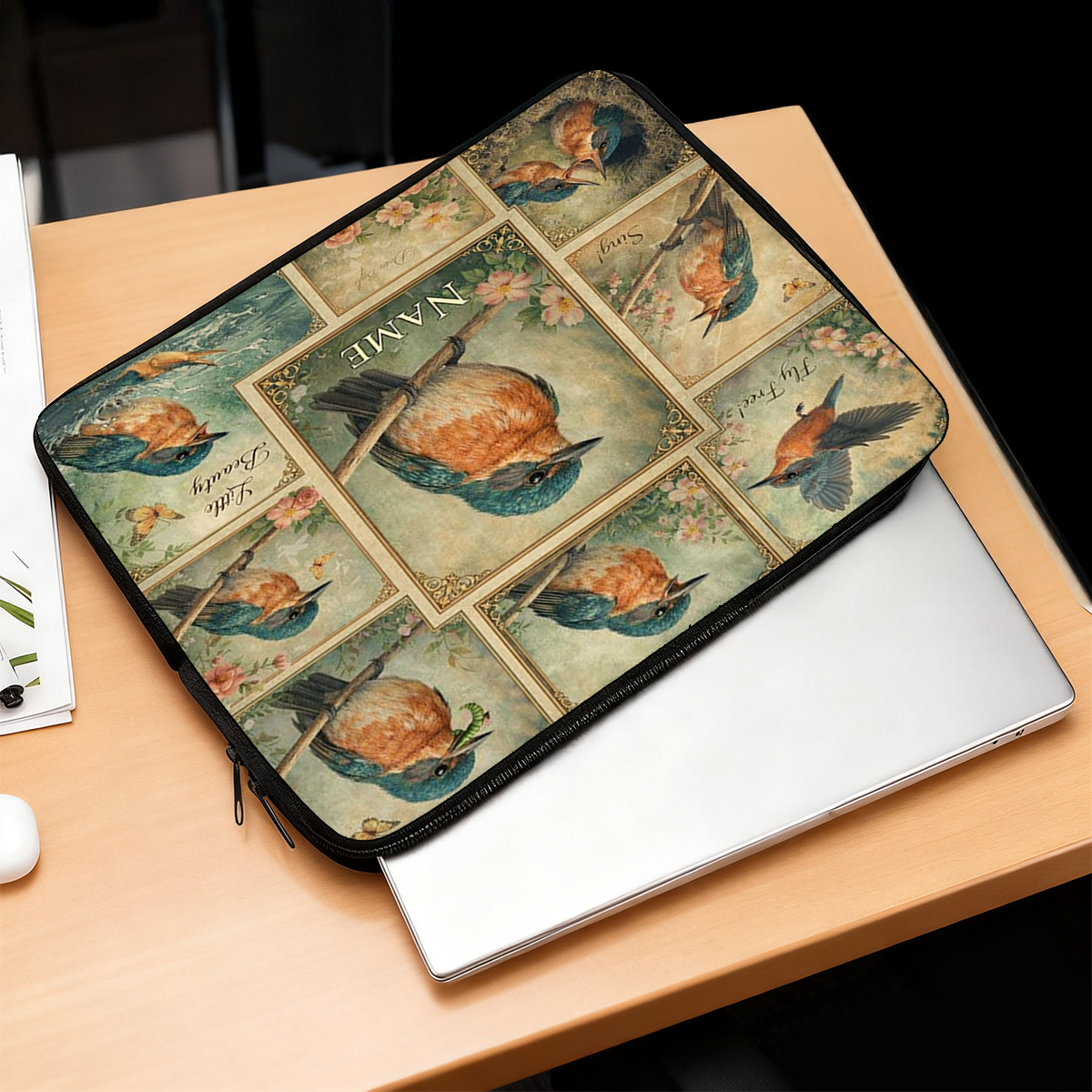 Customized Bluebird Collage Laptop Sleeve, Stylish & Protective