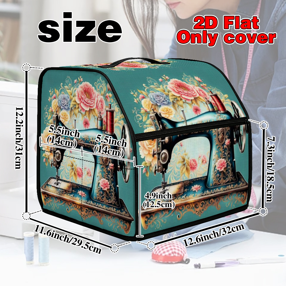 TEMU 1pc Vintage Sewing Machine Serger Cover With Storage Bag, Large Capacity Portable & Top Handle Sewing Supplies Storage, Suitable For Craft Room,