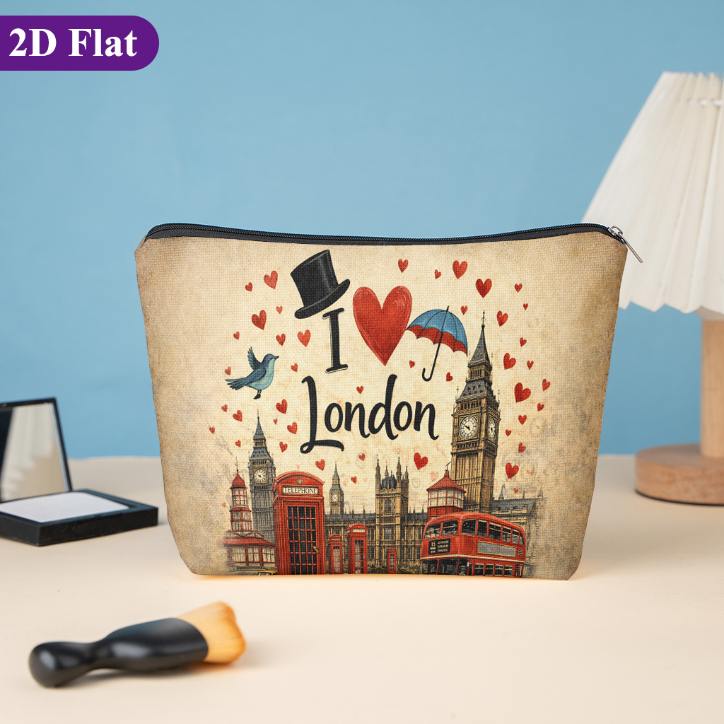 TEMU 1 stuks, Londen Stijl, Cosmetische Tas, Unisex Reis Organizer, Lichtgewicht Opvouwbare Opbergtas, Handtas - Toiletartikelen Tas - Pennenhouder -