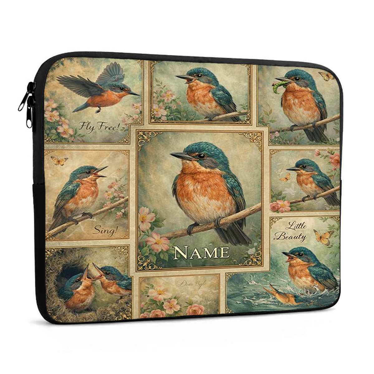 Customized Bluebird Collage Laptop Sleeve, Stylish & Protective