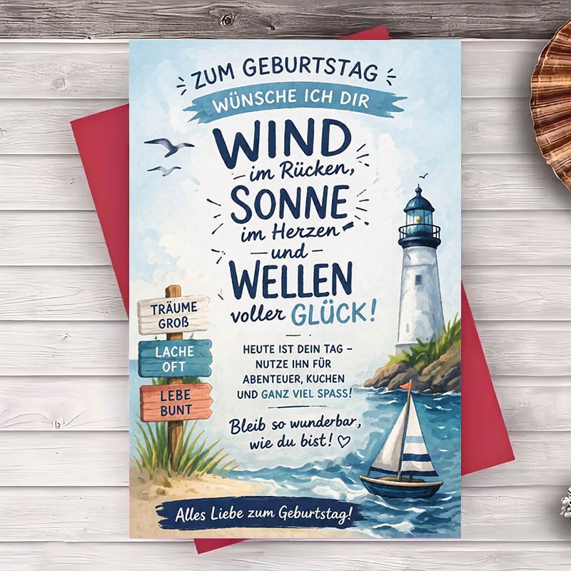 TEMU 1 Envelope And 1 Greeting Card Birthday Card With Lighthouse Wishes For Friend Family And