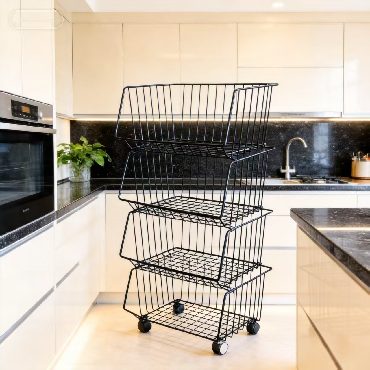 kitchen shelf floor multi layer trolley basket vegetable basket storage artifact bathroom storage crevice mobile countertop large capacity layered storage thickened steel suitable for kitchen bathroom laundry room utility room standing shelf Product details 0