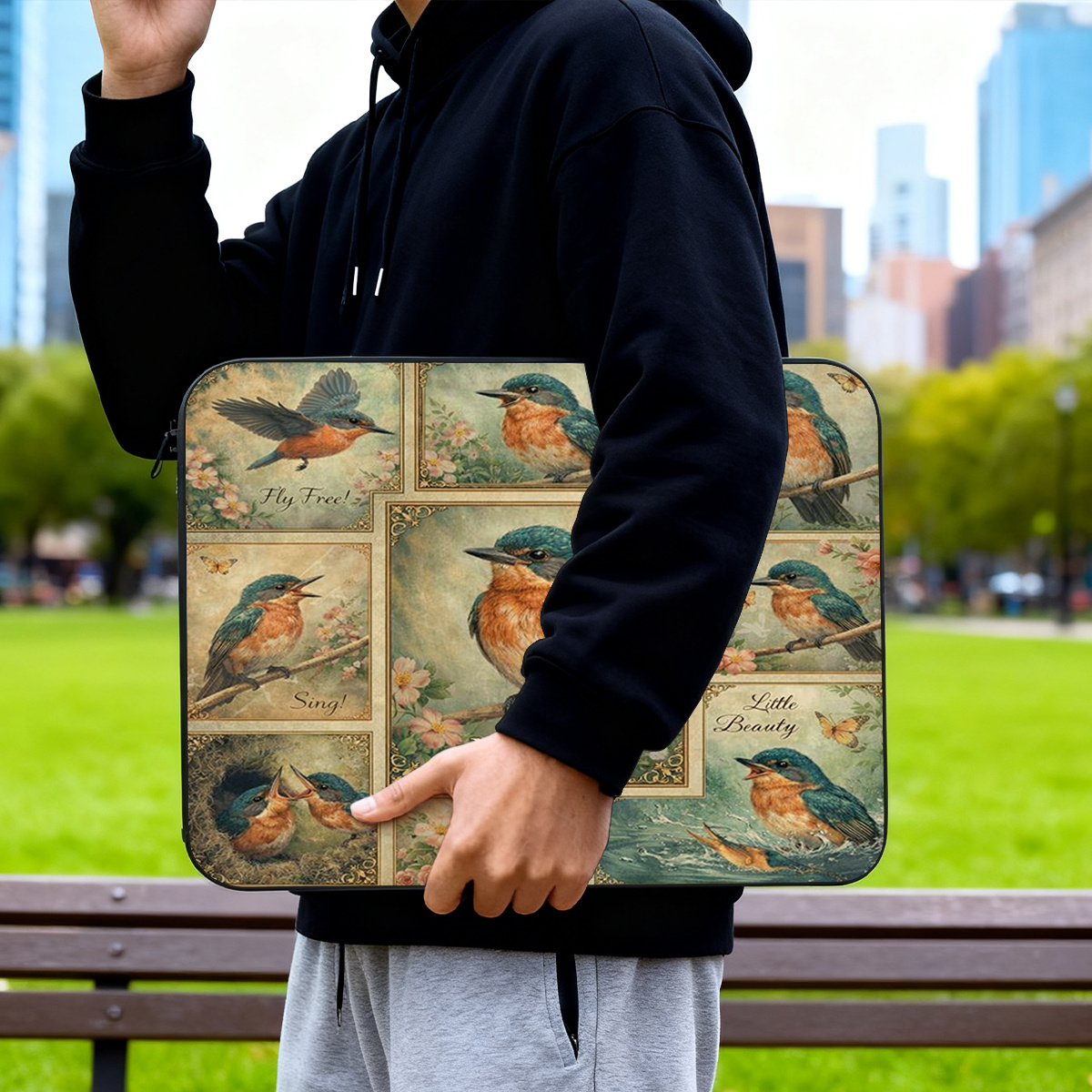 Customized Bluebird Collage Laptop Sleeve, Stylish & Protective