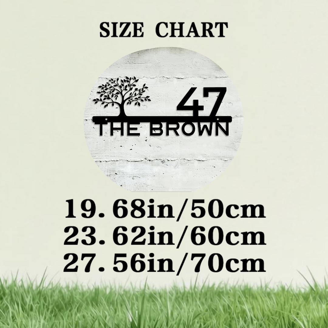 TEMU 2d Flat, [2d Flat] [two-dimensional Flat] Personalized Plus-size Tree-shaped House Number Plate, Custom Tree Pattern Address Sign, Large-sized