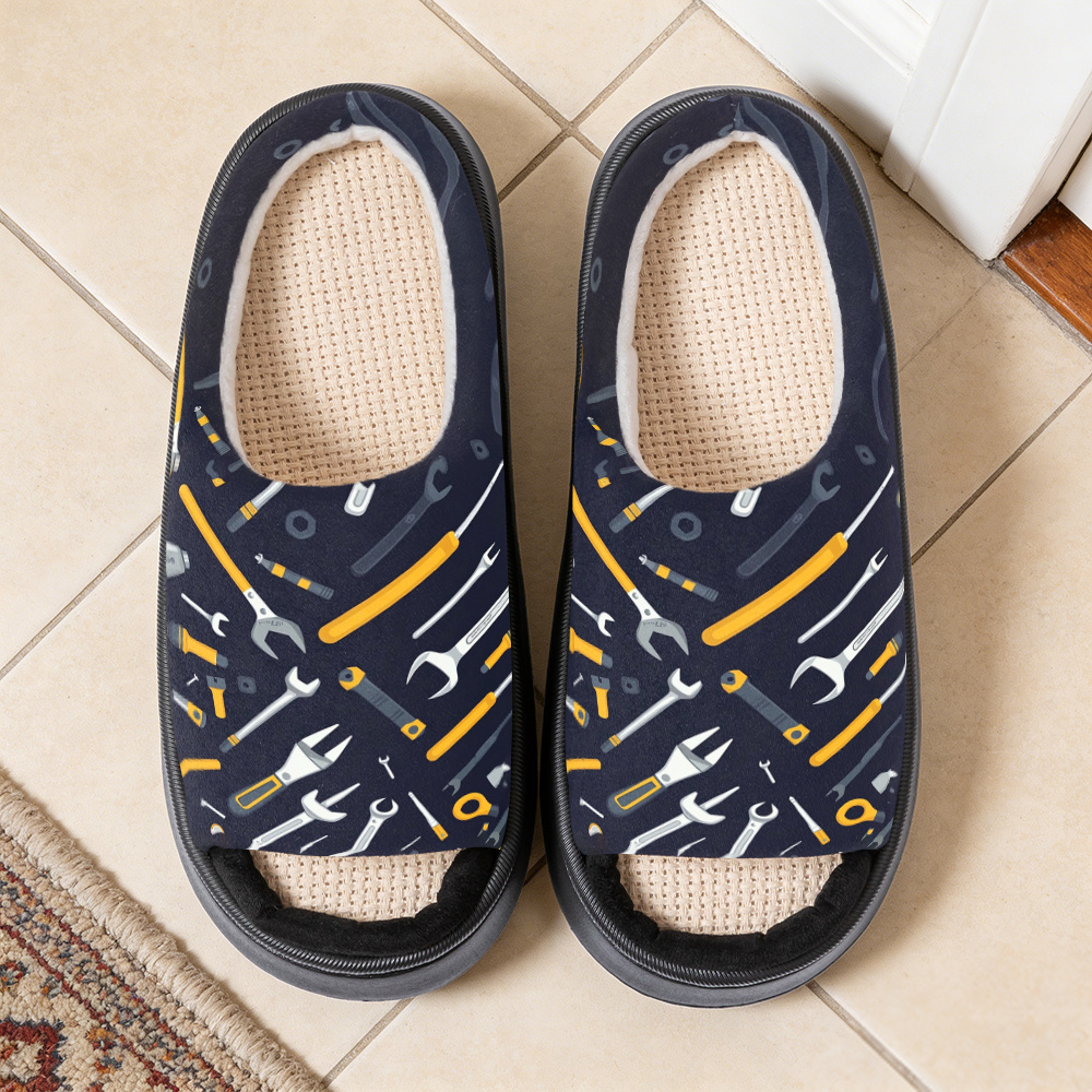 item picture 1 pair tool set designed slippers trendy soft slippers with thick sole comfortable platform slippers summer slippers for women and men bedroom indoor outdoor ideal for   gift women shoes
