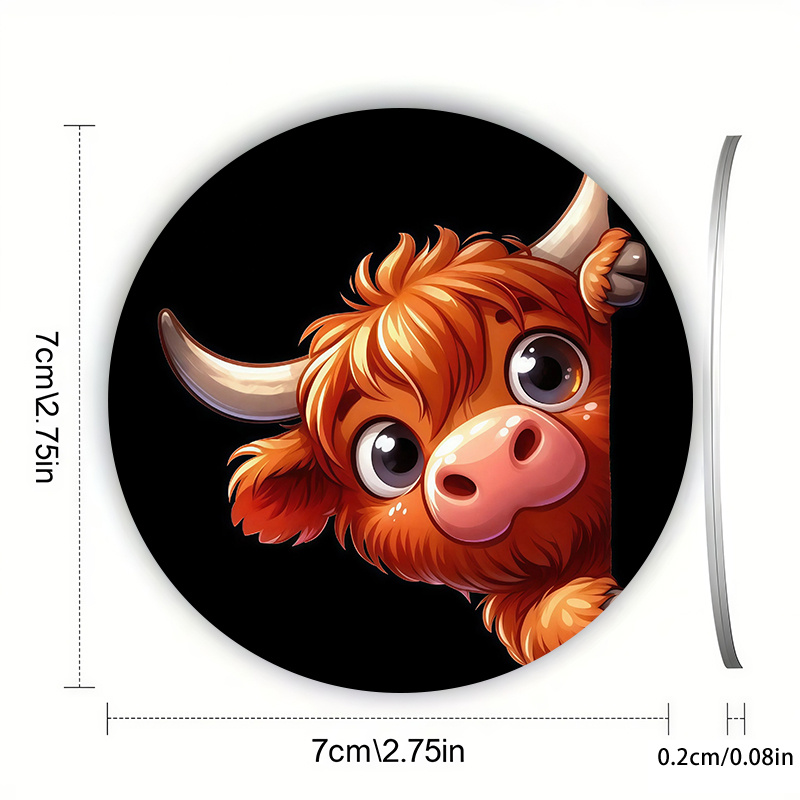 TEMU 2-pack Cute Highland Cow Car Cup Holders, Cartoon Style, Non-slip Coasters, Fashionable Design, Suitable For Cars And , Coffee, Tea, Wine, And