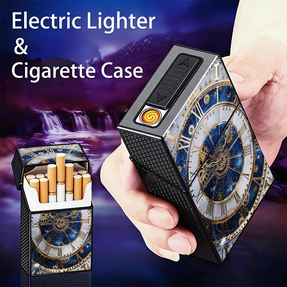 cigarette case with rechargeable lighter USB 16 pcs 84mm Regular/King Size Cigarettes Electric Flameless Windproof Lighters (Black) : Health & Household Plug into wall charger Specollect Cigarette Case with Lighter