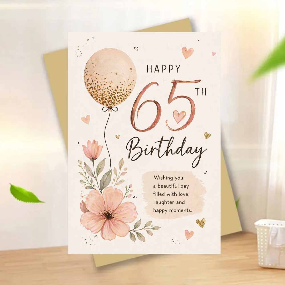 TEMU 1 Greeting Card + 1 Envelope Elegant 65th Birthday Card, Floral "happy 65th Birthday", Ideal For Mom, Wife, Sister, Or Friend, Birthday,
