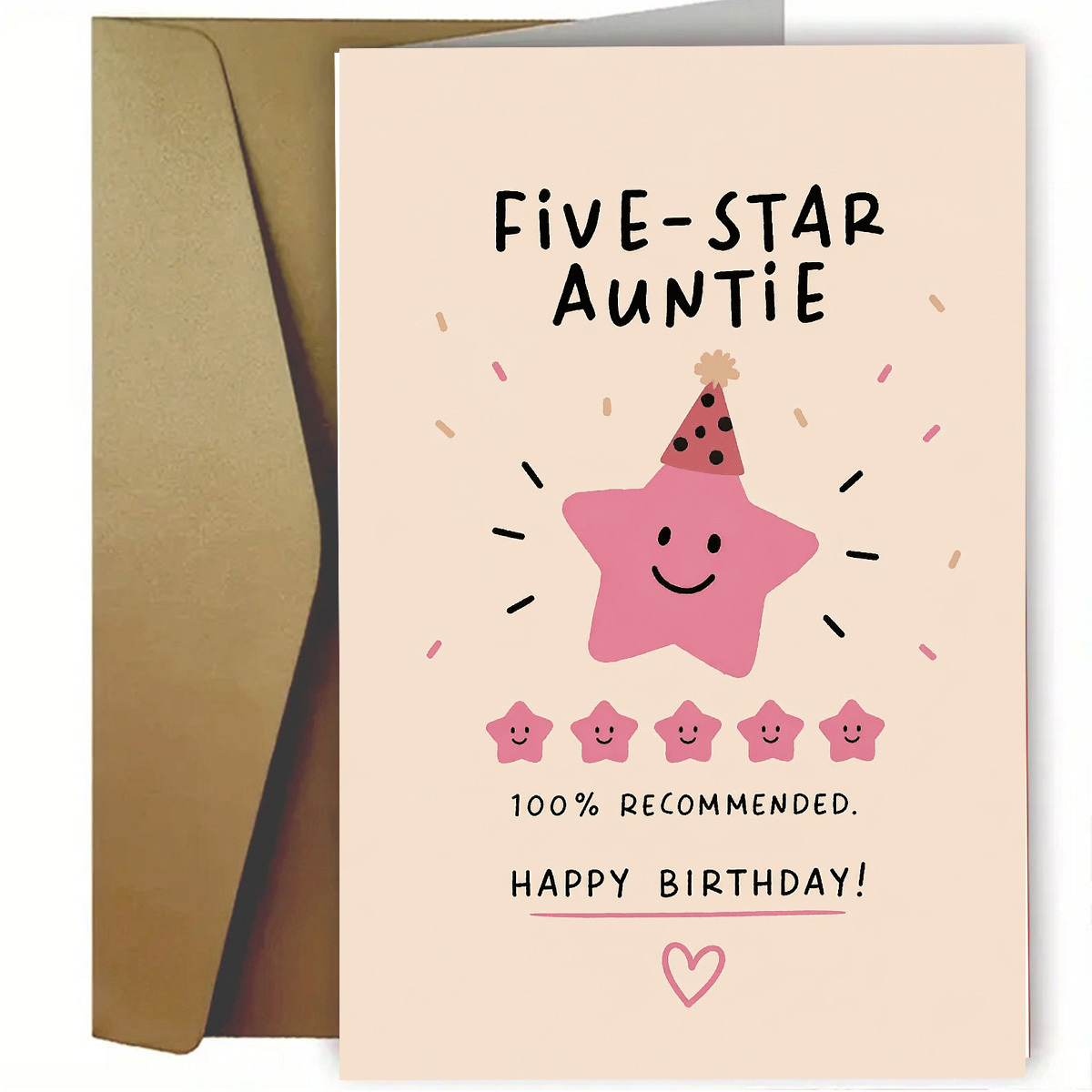 TEMU 1 Set (1pc Greeting Card And 1pc Envelope). Cute Birthday Card For Aunt, Aunt, Recommended, Happy Birthday, , For Aunt, High-quality Paper, Red