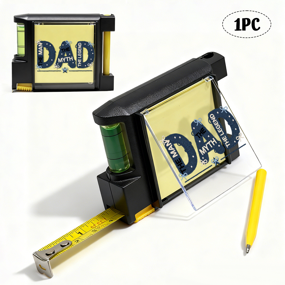 4 in 1 multi function tape measure spirit level with sticky note and pen fathers day gift for dad husband papa grandpa perfect tape measure multitool gift for fathers day fathers day birthday 2124 gift