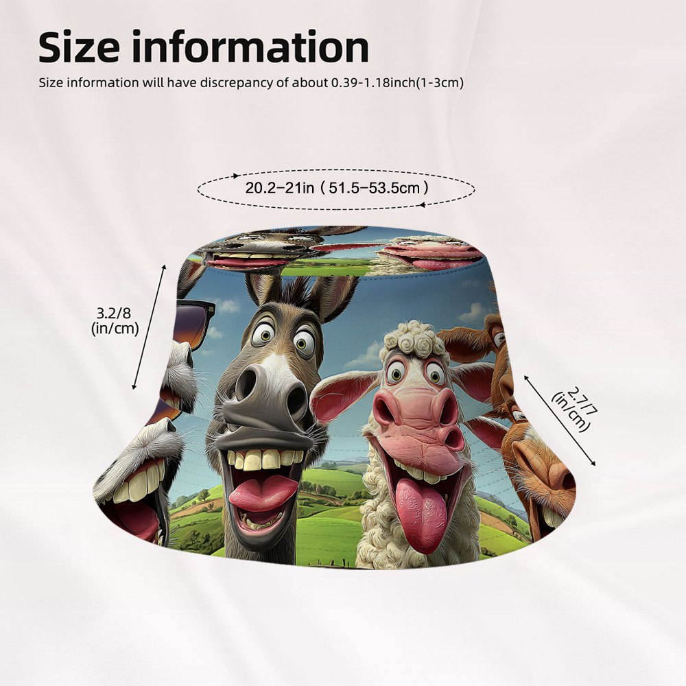 TEMU 1pc Animal Faces Theme Printed Men's Hat With Wide Brim, Lightweight And Foldable, Easy To Wash. This Classic Hat Fits Well For Travel, Beach ,
