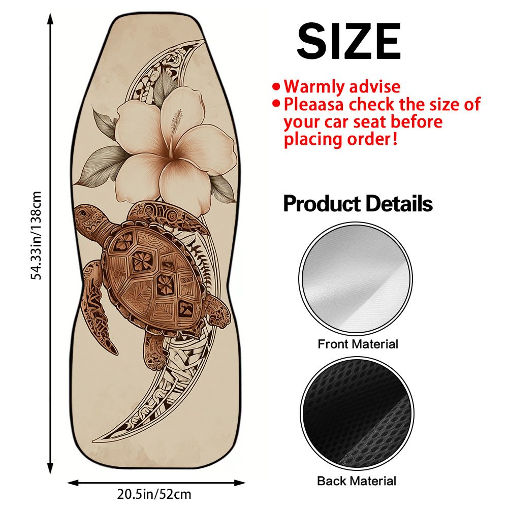 TEMU 2pcs Turtle And Printed Universal Car Seat Cover Set Suit, Suitable For Various Car Models Including Sedans, Suvs, And Trucks, The Fabric Is