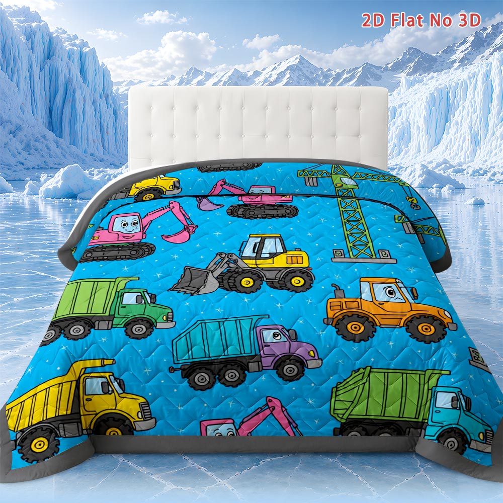 TEMU Latacaca 2d Flat Cartoon Vehicles 1pc Quilts Only Cartoon Vehicles Quilted Comforter Queen Size All Season Bedding Cooling Blanket For Hot