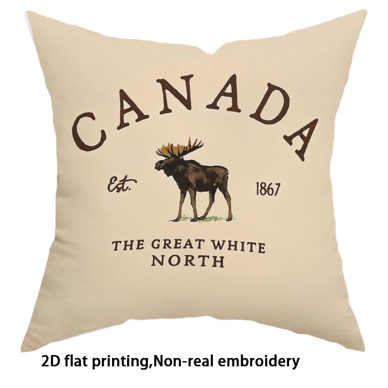 TEMU 1pc, Housse de coussin Vintage Canada Élan, pour les canapés et la décoration intérieure de