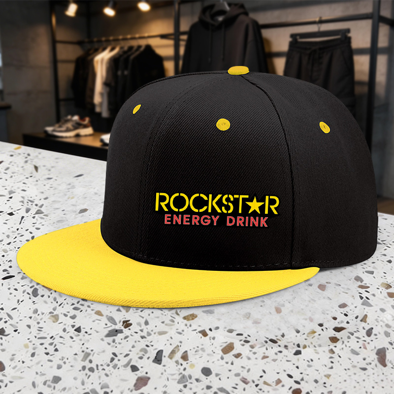 TEMU A Hip-hop Featuring A Rockstar Drink Printed Design, A Trendy And Versatile Street-style Hip-hop Hat. It Offers A Casual And Fashionable Style