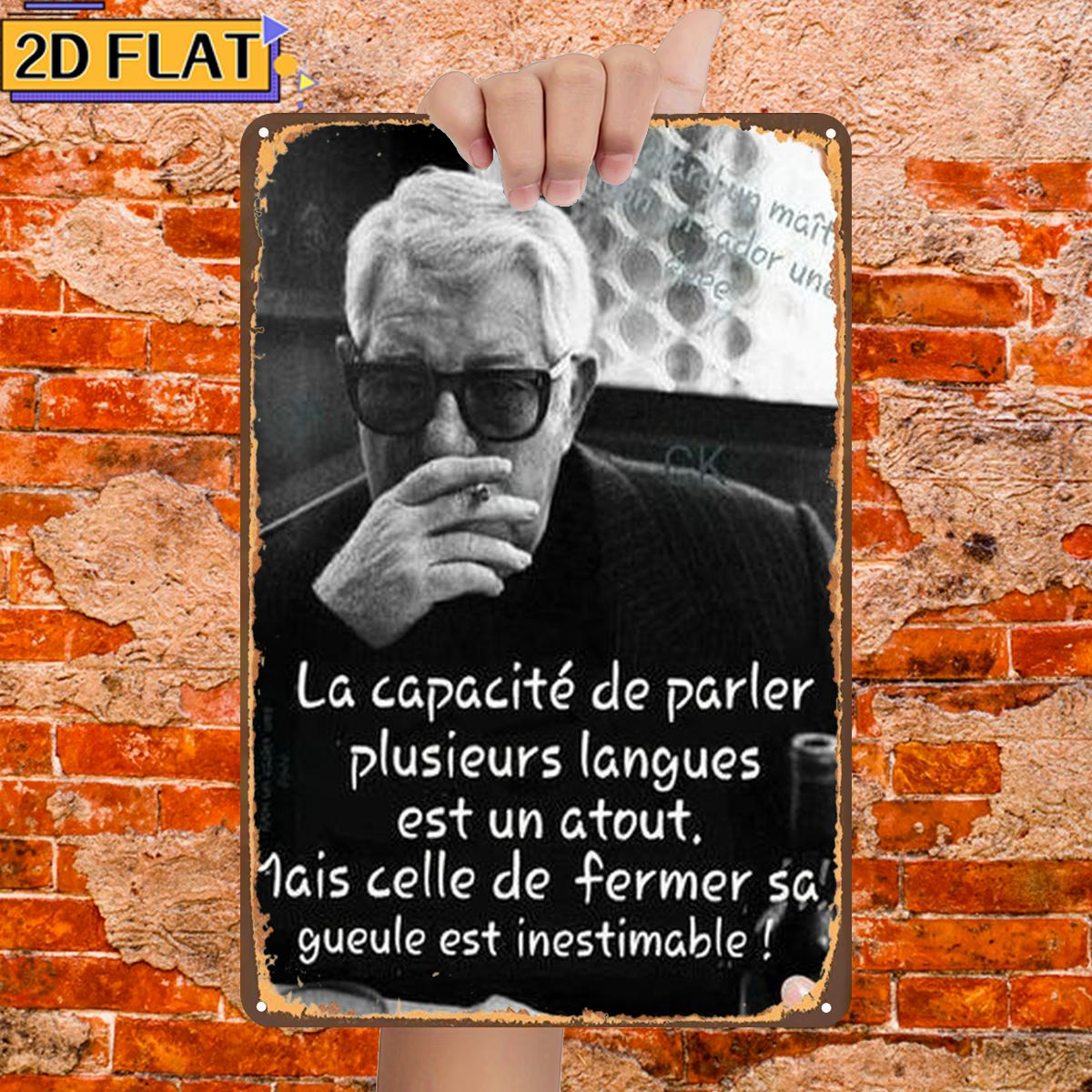 TEMU Panneau en métal plat 2D, 1 pièce, la de plusieurs langues est un atout, mais la de son bec fermé est inestimable !, Taille (8"X12"/20Cm*30Cm)