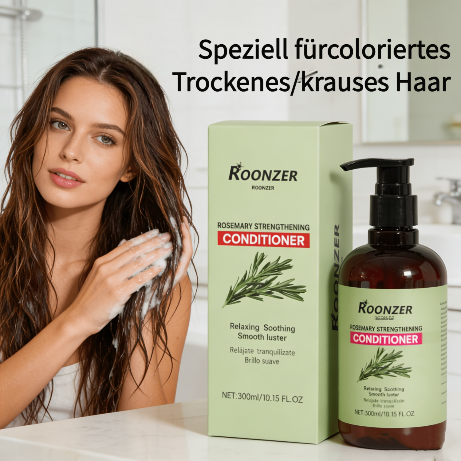Image of Rosemary Conditioner For Hair Moisturizing - Gentle Hair Care Contains Plant Rosemary Extract Contains Acid And Relaxing 300ml Suitable For Men And Women Roonzer Brand