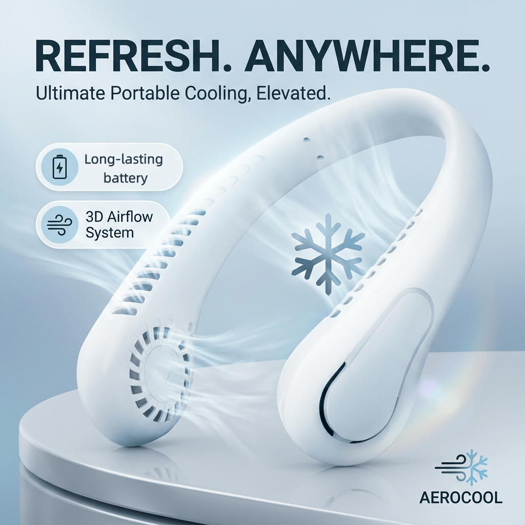 Ventilateur de cou portable sans pales, ventilateur personnel portable mains libres, 5 vitesses, refroidissement à 360°, rechargeable par USB, flux d'air silencieux et puissant, ventilateur de refroid