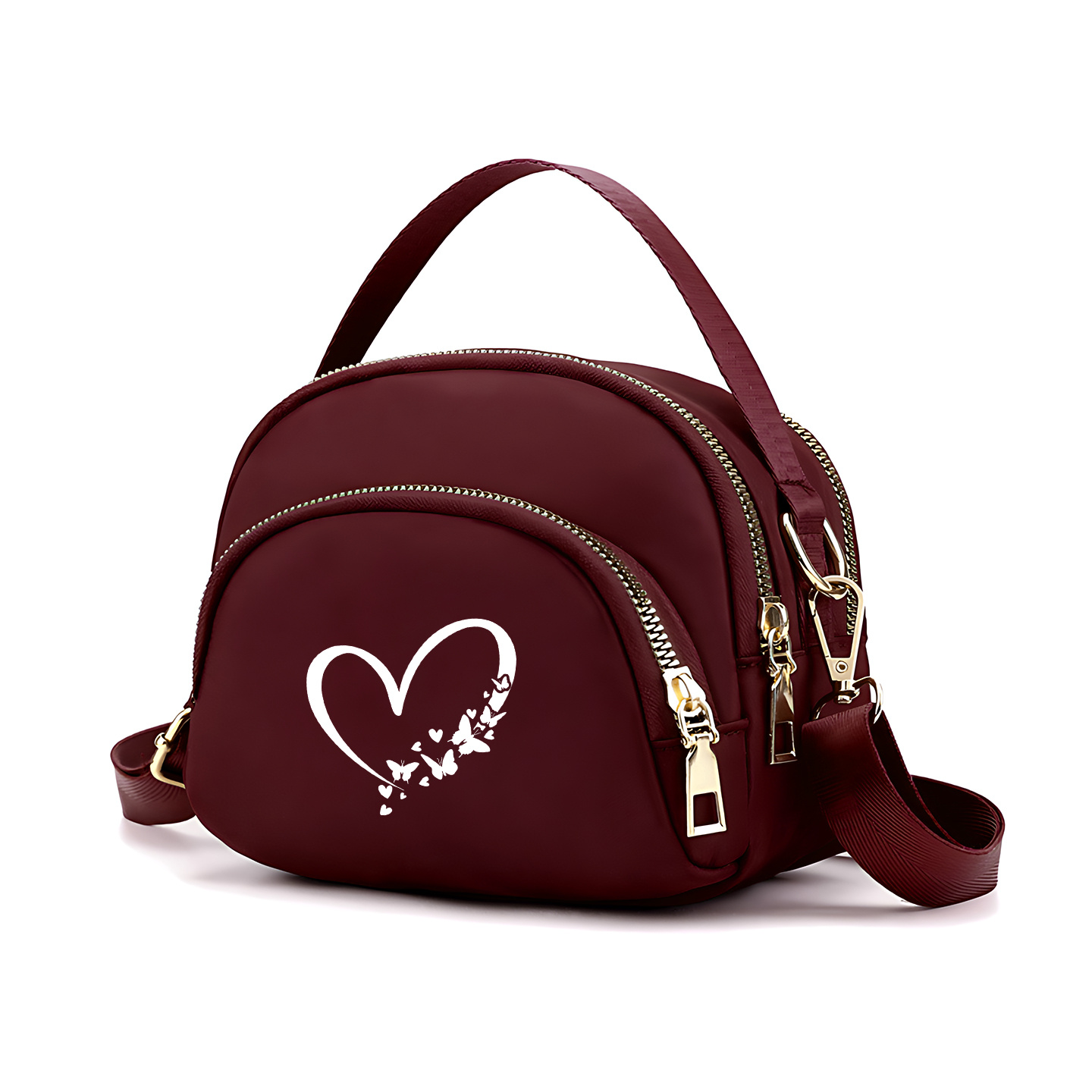 TEMU Women's Crossbody Bag White Hollow Romantic Nylon Material Double Main Bag Large-capacity Soft And Stylish Daily Commuter Travel Suitable For