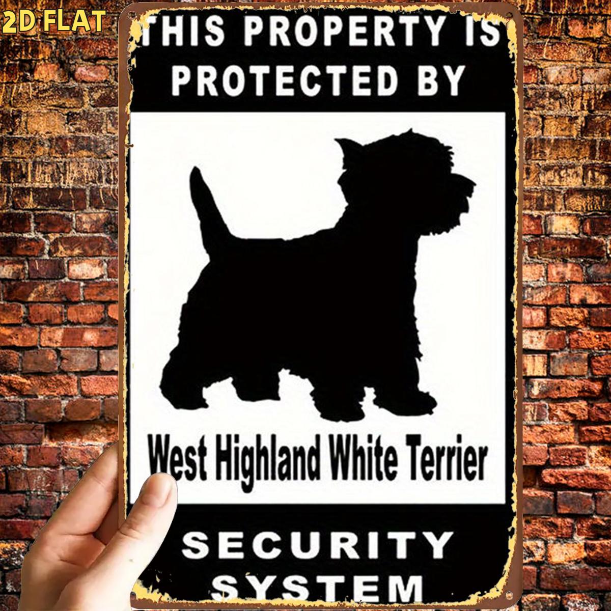 TEMU 2d Flat, 2d Flat,1pc, Funny West Highland Security Signmetal Iron Sign, Pre-drilled Holes, Suitable For Indoor, Garden,outdoor, Home, Office,