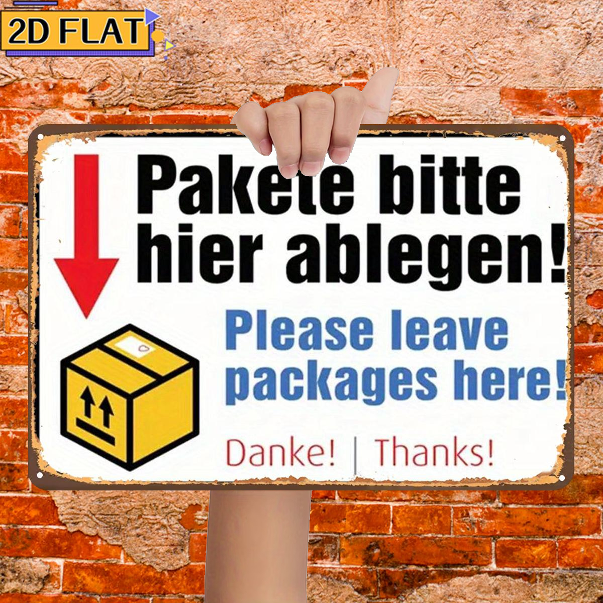 Image of 2d Flat, 2d Flat 1pc,please Leave Packages Here!,metal Lron Sign,size(8"x12"/20cm*30cm)decoratve Paintings/room/restaurant/bar/door/garage Decor, 2d Flat