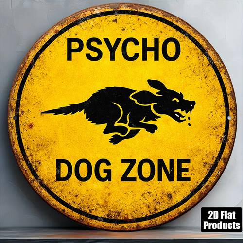 2d flat 1pc 8 x 8in 20 x 20cm 2d flat round sign retro plaque about dog warning decorative sign suitable for office decoration or gift
