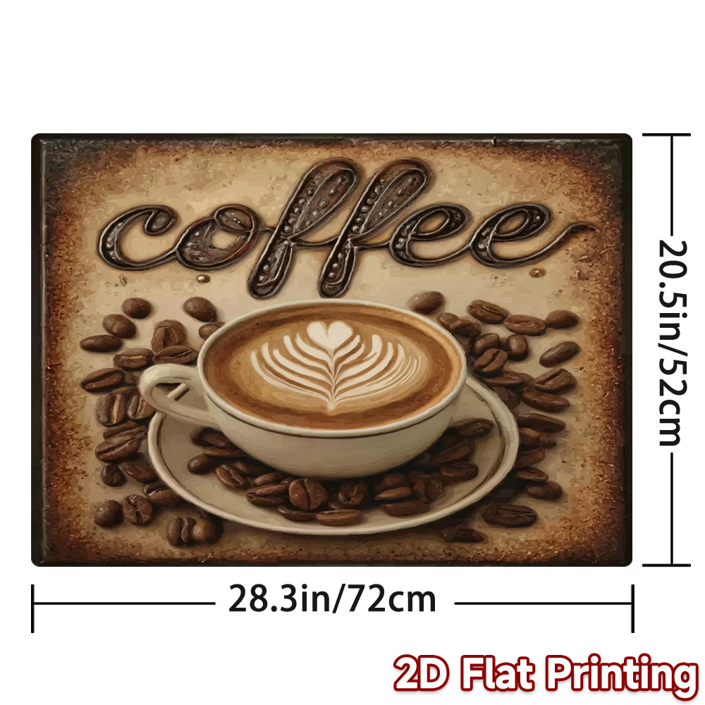 TEMU 1 pièce, Housse de plate 2D pour plaque de cuisson à gaz, Tapis décoratif pour plaque de cuisson et dessus de , Tasse de café et grains de café,