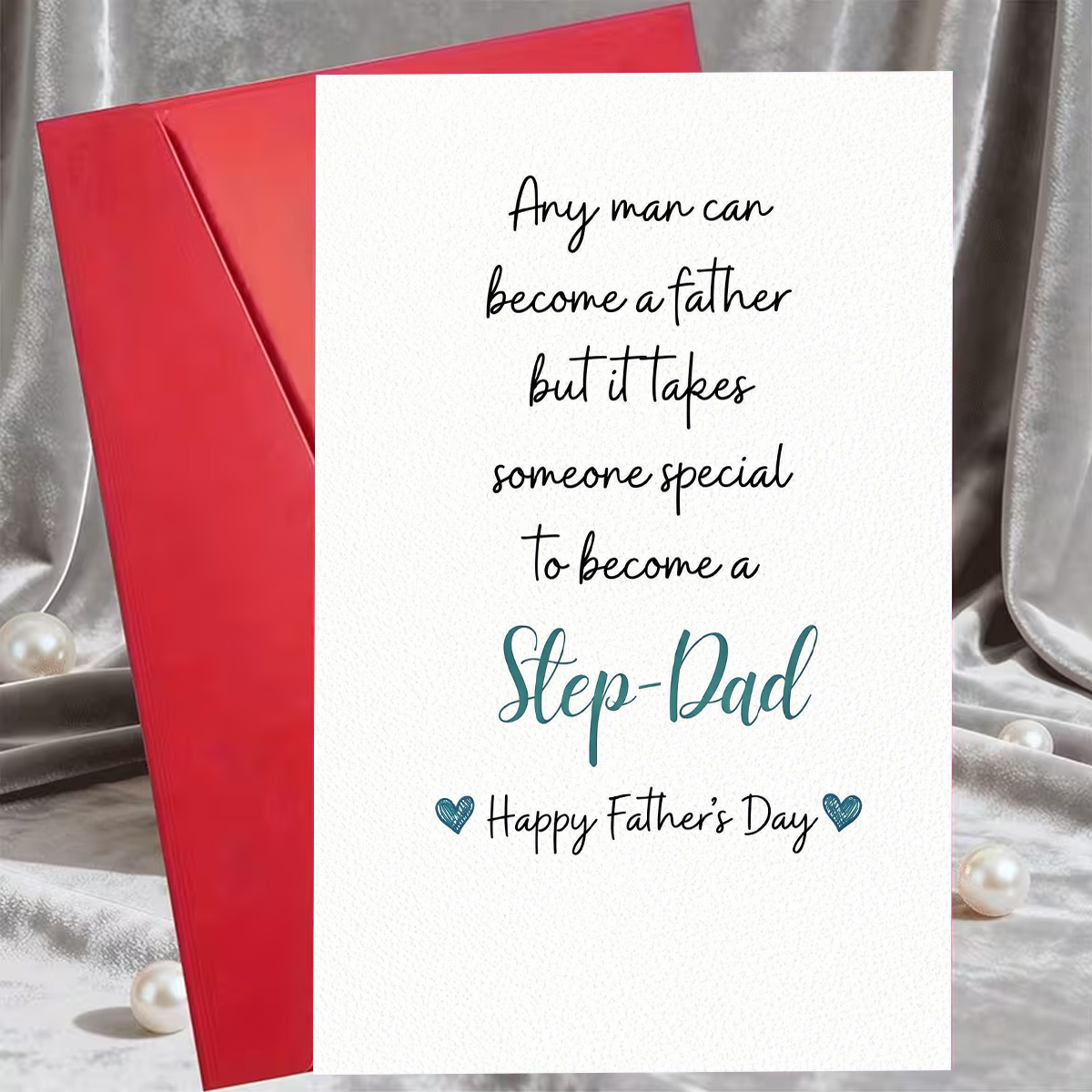 TEMU 1pc Father's Day Card, White Minimalist Card, With Half Father Text And Heart Pattern " Be A Father, But It Takes Person", Very Suitable For