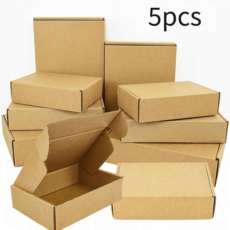 TEMU 5pcs Gift For Her/him: Corrugated Gift Boxes, 1.5mm Thick, With Wavy - Multiple Sizes Available (partial Assembled Box Exceeding 22.86cm),