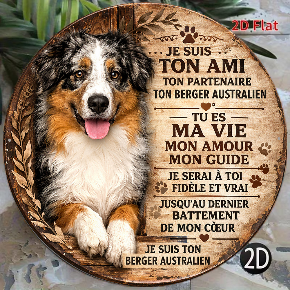 TEMU 2D Plat - 1pc 8X8In/20X20Cm Panneau Rond Plat 2D, Plaque Rétro sur Australien, Panneau Décoratif Australien, Convient pour , , la Décoration de