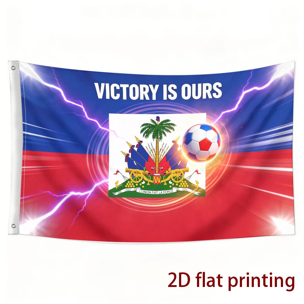 2d flat 2d flat 2d flat haiti football theme pattern banner single sided printing fan cheer flag party banner decorative banner cheer hanging banner suitable for sports events football games parties parade activities home decoration