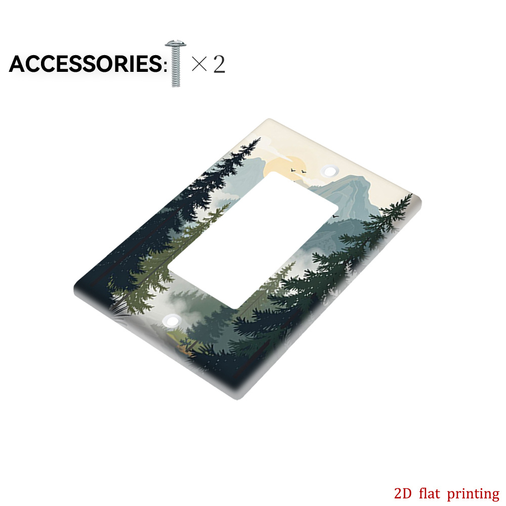 TEMU 1 pièce Plaque d'interrupteur d'éclairage moderne et minimaliste avec motif de forêt de montagne - Installation facile à encliqueter/, convient