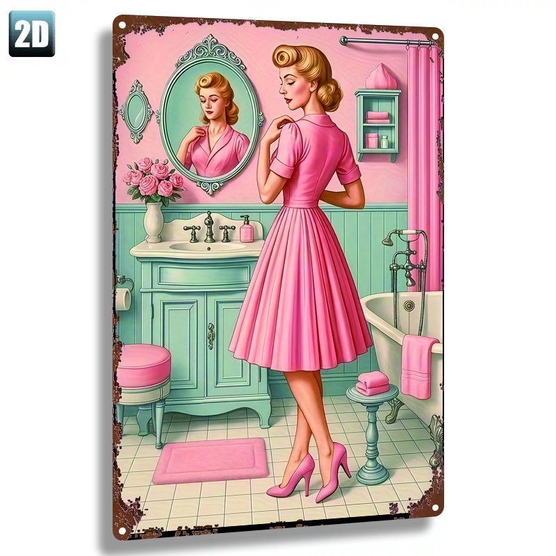 TEMU 2d Flat - 1pc Metal Sign, 2d Flat, " Bathroom ".fun Decoration, Home, Door Plaque, Living Room, Bedroom, As A Gift, Halloween, Christmas, 8*12in