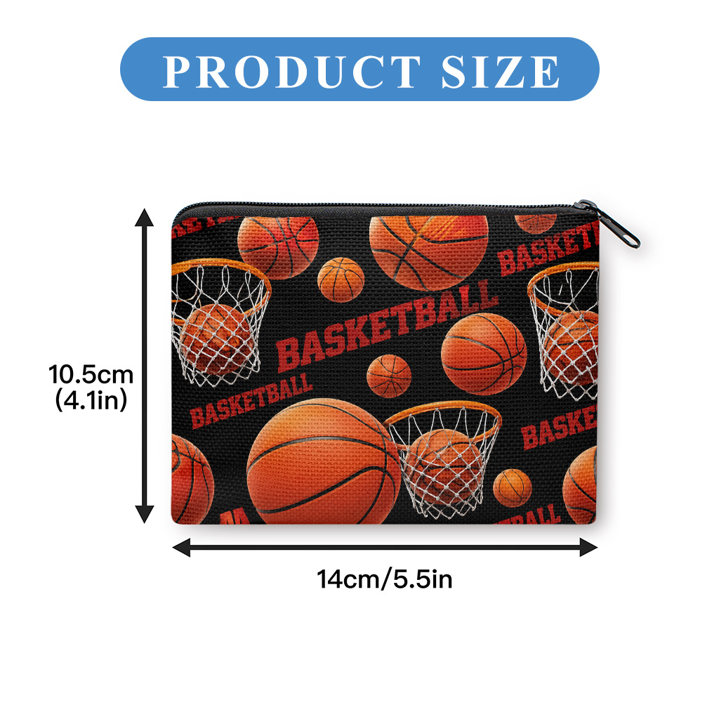 TEMU Coin Purse 1pc, Basketball Moment Coin Purse,, Zipper Closure, Small Portable Key Earphone Storage Bag, Handy Card Holder, Lightweight, Gift For