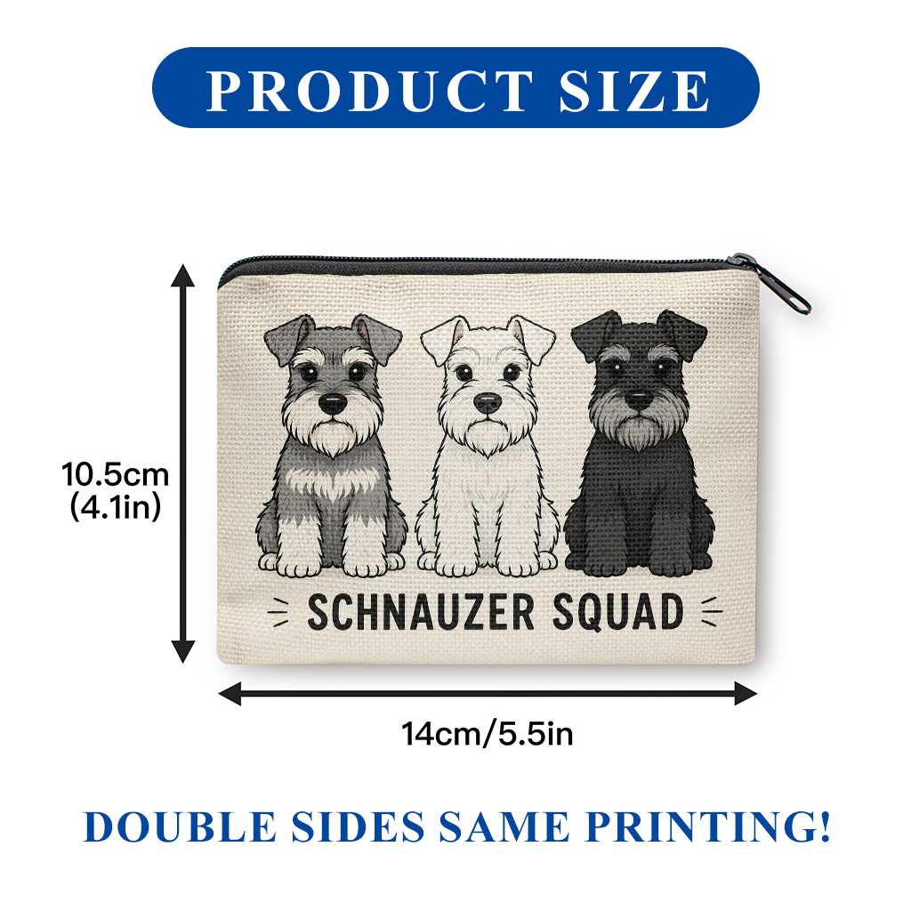 TEMU 【商品名】コインパース、シュナウザー犬のイラスト両面プリントコインパース、キーやお釣り収納バッグ、ポータブルポーチ、バッグ、万能メイクアップバッグ、軽量で実用的なギフト